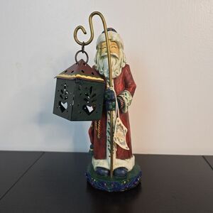Vintage Russ Berrie Santa Tea Light Lantern Hanging From Staff Christmas Sampler